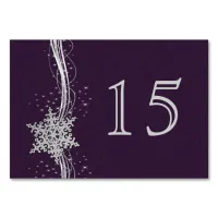 purple Silver Snowflakes wedding table numbers
