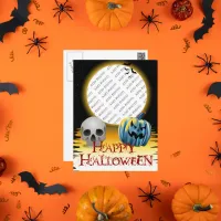 Halloween Photo Frame Skull and Jack o' Lantern Postcard