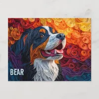 Bernese Mountain Dog Paper Quilling Art Portrait Postcard