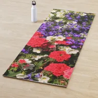 Beautiful Purple, Red, and White Annual Flowers Yoga Mat