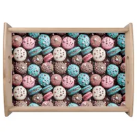 Blue, Pink and Chocolate Macaron Serving Tray