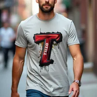 Urban Rebellion: Customizable Bold "T" Graffiti T-Shirt