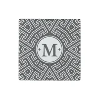 Geometric Pattern Monogram Black and White ID149 Stone Magnet