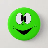 Lime Green Silly Googlie Eyes Face Button