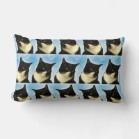 Black And White Tuxedo Cat Photo Fun Pattern Lumbar Pillow