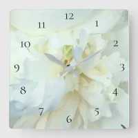 *~* White Peony Photo with Blue Tinge Square Square Wall Clock