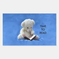 Teddy Bear Time to Read Rectangle Sticker, ZKA Rectangular Sticker