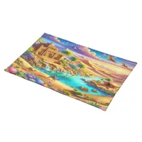 Fantasy Celestial Ancient Desert Oasis | Cloth Placemat