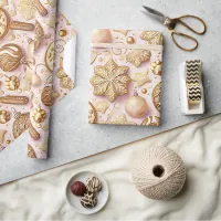 Pink Gold Christmas Pattern#12 ID1009 Wrapping Wrapping Paper