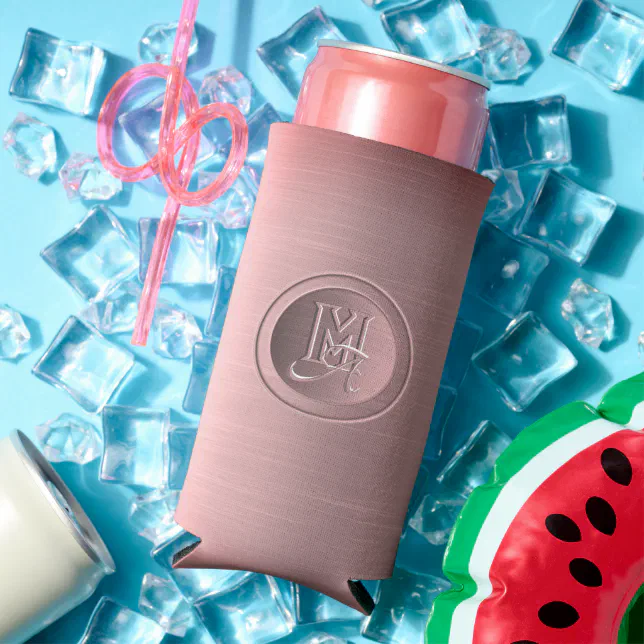 Thumbnail for Metallic Pink Steel Engraved Monogram Seltzer Can Cooler