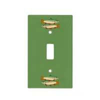 Two Rainbow Trout on Moss Green Background Light Switch Cover