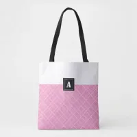 Crisscross Gingham Check Pink and White Monogram