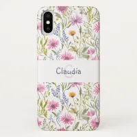 Monogrammed Pretty Wildflowers Floral Elegant Chic iPhone XS Case