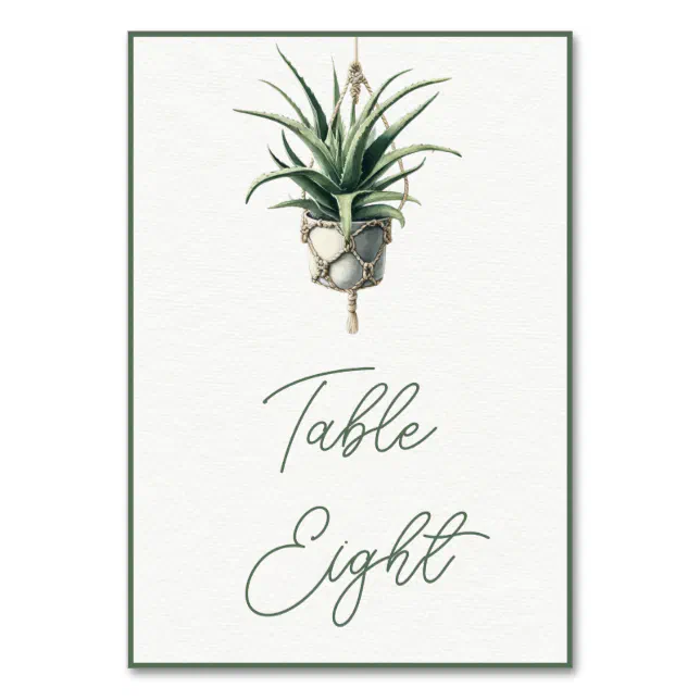 Aloe: Boho Chic Botanical Greenery Plant Minimal Table Number