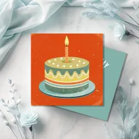 Happy Birthday Vintage Cake  Candle Greeting Card