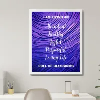 Positive Affirmations And Blessings Purple Ripple Framed Art