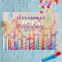 Colorful Watercolor Birthday Candles Placemat