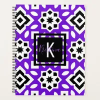 Chic Purple Black & White Geometric Personalized Planner