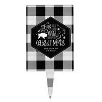 Wild Wonderful Christmas Black Buffalo Plaid ID604 Cake Topper