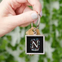 Urban Graffiti Graphic: Customizable Monogram "N" Keychain