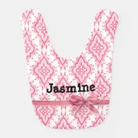 Pretty Pink Personalized with Bow Baby Bib