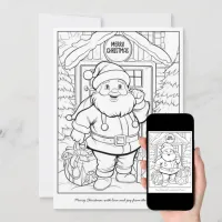 Cute Santa at Family Home Art Coloring Christmas Holiday Card