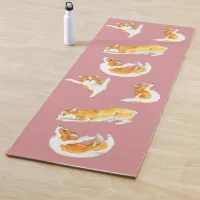 Funny Corgi Dog Gym Pink Blush Meditation Yoga Mat