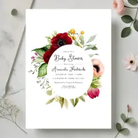 Watercolor Boho Floral Baby Shower Invitation