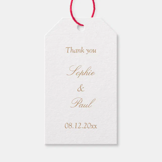 White Golden Beige Wedding Favor Thank You Gift Tags