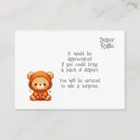 Baby diaper raffle enclosure card