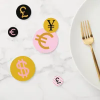 Pink, gold and Black £, $ Euro & Yen symbols Party Confetti