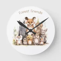 Forest Friends | Cute Animals | Nursery & Kids Round Clock