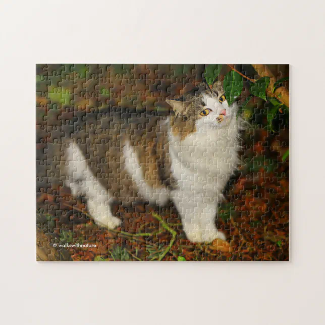 Whimsical The Cat and the Camellia Jigsaw Puzzle
