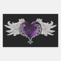 Goth Purple Heart with Angel Wings Sticker