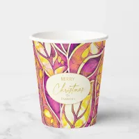 Magenta Gold Christmas Pattern#21 ID1009 Paper Cups