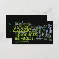 Zazzle Word Cloud Green and Black Business Card