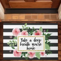 Take A Deep Breath You Are Home Watercolor Flowers Doormat