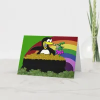 Penguin, Leprechaun, Gold and Rainbow Card