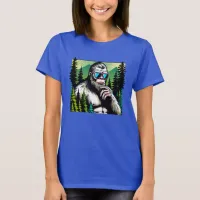 Curious Bigfoot with Sunglasses Hiding in Woods T-Shirt