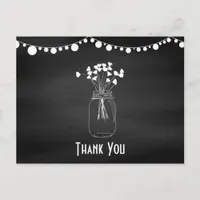 Chalkboard Mason Jar Wedding Thank You Postcard