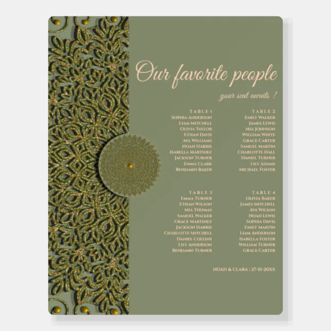 Elegant Modern Sage green & gold classic mandala F Foam Board