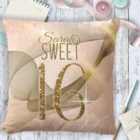 Sparkling Swirls Sweet Sixteen Rose Gold ID652 Throw Pillow