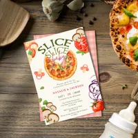 Casual Pizza Diaper Slice Slice Baby Shower Invitation