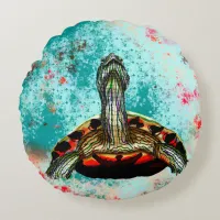 Abstract Turtle Artwork Round Pillow