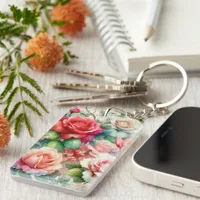 Whimsical Rose Pattern Keychain