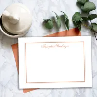 Dark Peach Terracotta and White Personalized Note Card