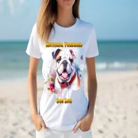 Majestic Bulldog Dog With Red Collar  T-Shirt