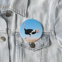 Funny Running Ostrich Photo Pin-Back Button