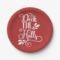 deck the halls Typography Holidays Paper Plates