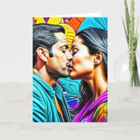 Hispanic Couple Kissing Te Amo Card